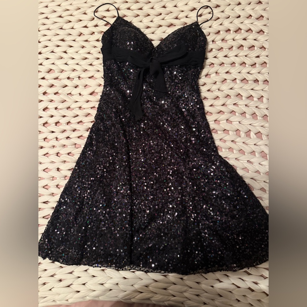 Cache Black Glitter Mini Dress
